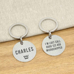 Engraved Large Brushed Stainless Steel Dog Name Tag - Silver Icon Crown - About Pets