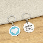Engraved Zinc Alloy Cat Name ID Tag - Blue Colour Heart - About Pets