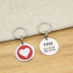 Engraved Zinc Alloy Cat Name ID Tag - Red Colour Heart - About Pets