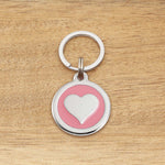 Engraved Zinc Alloy Dog Name ID Tag -  Pink Colour Heart - About Pets