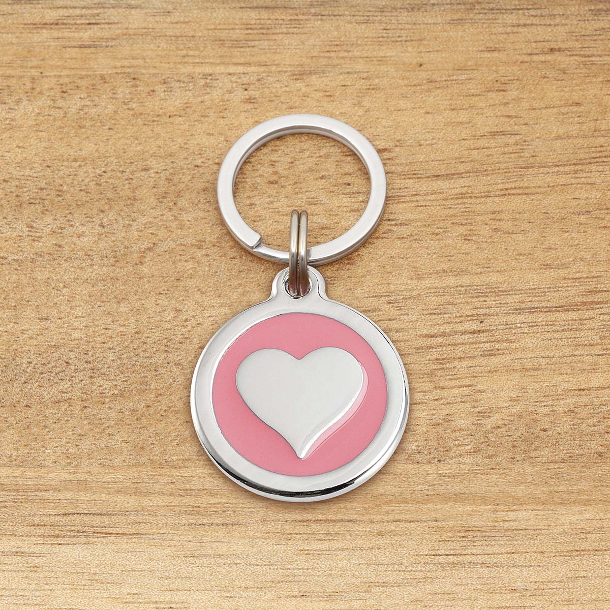 Engraved Zinc Alloy Dog Name ID Tag -  Pink Colour Heart - About Pets