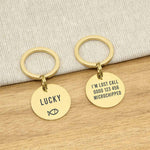 Engraved Stainless Steel Cat Name ID Tag - Icon Fish Gold Stainless Gloss - About Pets