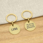 Engraved Stainless Steel Cat Name ID Tag -Brushed Gold Round - About Pets