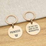 Engraved Large Stainless Steel Dog Name Tag - Rose Gold Icon Crown - About Pets