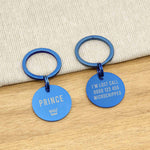 Engraved Stainless Steel Dog Name Tag - Blue Icon Crown - About Pets