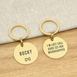 Engraved Stainless Steel Dog Name ID Tag - Icon Bone L Gold Stainless - About Pets