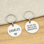 Engraved Stainless Steel Dog Name ID Tag - Icon Crown L Silver Stainless - About Pets