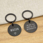 Engraved Stainless Steel Dog Name ID Tag - Large Black Icon Heart - About Pets