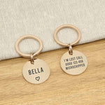 Engraved Stainless Steel Dog Name ID Tag - Brushed Rose Gold Icon Heart - About Pets