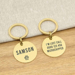 Engraved Stainless Steel Dog Name ID Tag - Icon Paw L Gold Stainless - About Pets