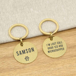 Engraved Stainless Steel Dog Name ID Tag - Icon Paw L Gold Stainless - About Pets
