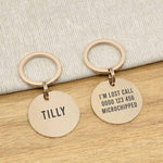 Engraved Stainless Steel Dog Name ID Tag - Large Brushed Rose Gold Round - About Pets