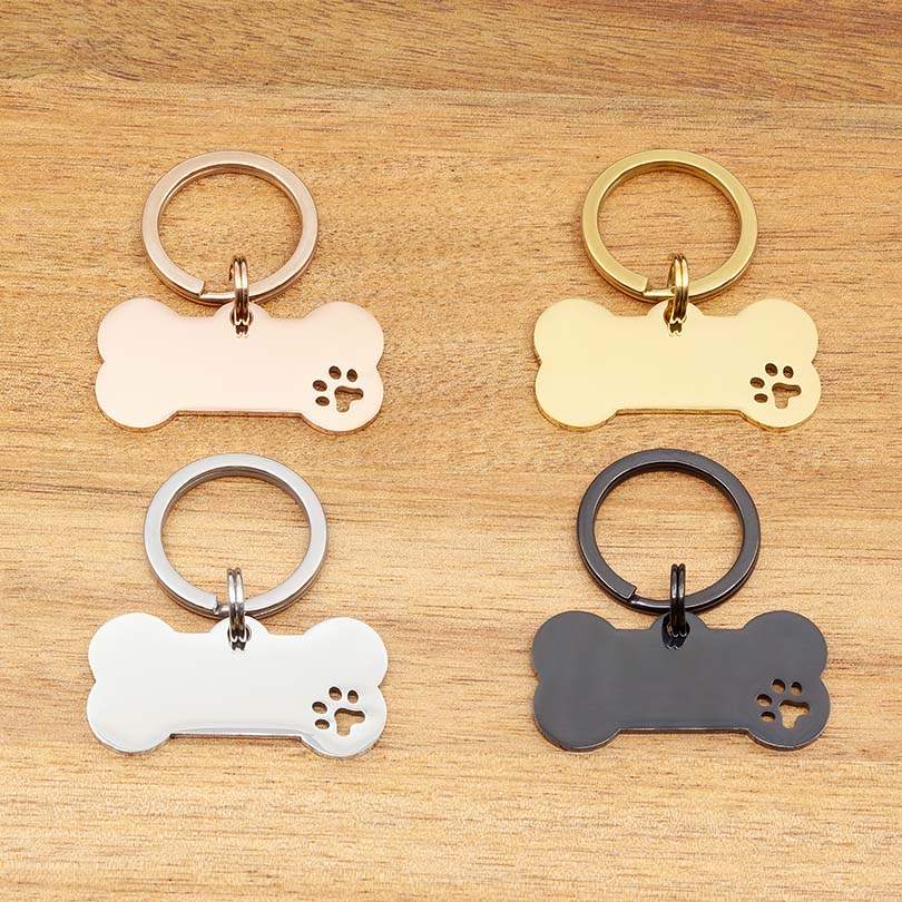 Engraved Stainless Steel Dog Name Tag - Bone - About Pets