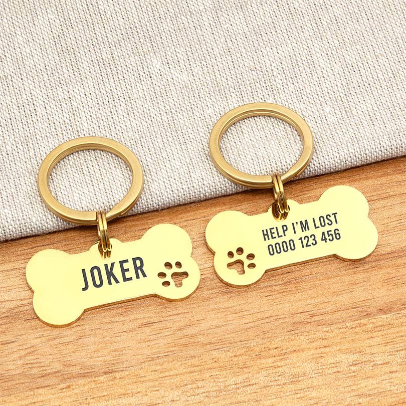 Engraved Stainless Steel Dog Name Tag - Bone - About Pets