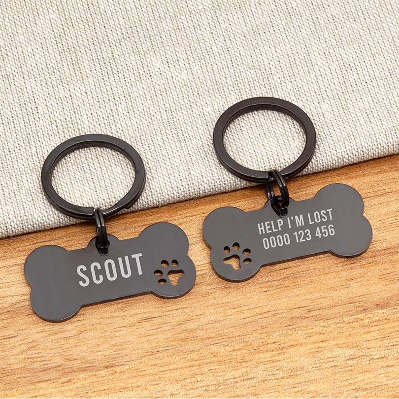 Engraved Stainless Steel Dog Name Tag - Bone - About Pets