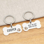 Engraved Stainless Steel Dog Name Tag - Bone - About Pets
