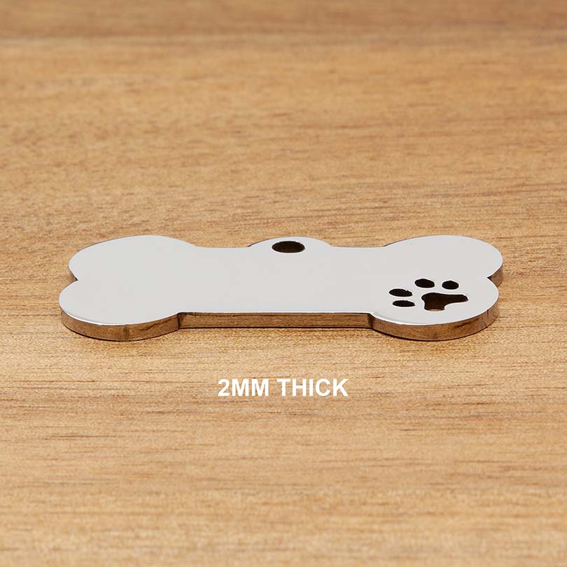 Engraved Stainless Steel Dog Name Tag - Bone - About Pets