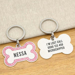 Engraved Stainless Steel Dog Name Tag - Glitter Bone - About Pets