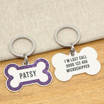 Engraved Stainless Steel Dog Name Tag - Glitter Bone - About Pets