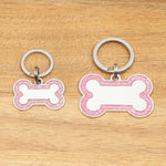 Engraved Stainless Steel Dog Name Tag - Glitter Bone - About Pets