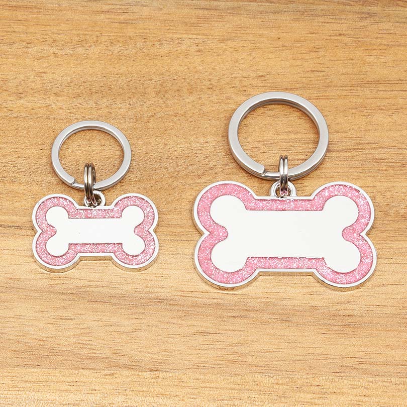 Engraved Stainless Steel Dog Name Tag - Glitter Bone - About Pets