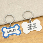 Engraved Stainless Steel Dog Name Tag - Glitter Bone - About Pets