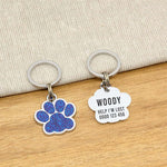 Engraved Stainless Steel Dog Name Tag - Glitter Paw - About Pets