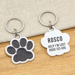 Engraved Stainless Steel Dog Name Tag - Glitter Paw - About Pets