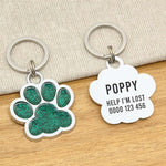 Engraved Stainless Steel Dog Name Tag - Glitter Paw - About Pets