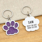 Engraved Stainless Steel Dog Name Tag - Glitter Paw - About Pets