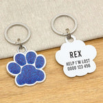 Engraved Stainless Steel Dog Name Tag - Glitter Paw - About Pets