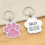 Engraved Stainless Steel Dog Name Tag - Glitter Paw - About Pets