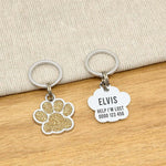 Engraved Stainless Steel Dog Name Tag - Glitter Paw - About Pets