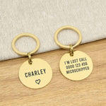 Engraved Stainless Steel Dog Name ID Tag - Large Gold Icon Heart - About Pets