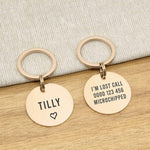 Engraved Stainless Steel Dog Name ID Tag - Large Rose Gold Icon Heart - About Pets