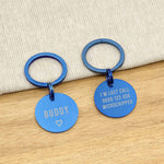 Engraved Stainless Steel Dog Name ID Tag - Blue Icon Heart - About Pets