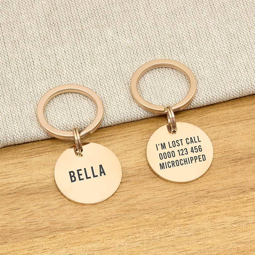 Engraved Stainless Steel Dog Name Tag - Round - About Pets