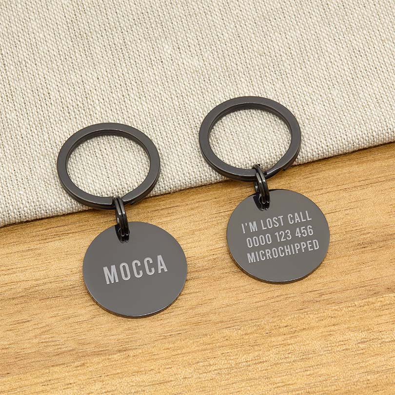 Engraved Stainless Steel Dog Name Tag - Round - About Pets