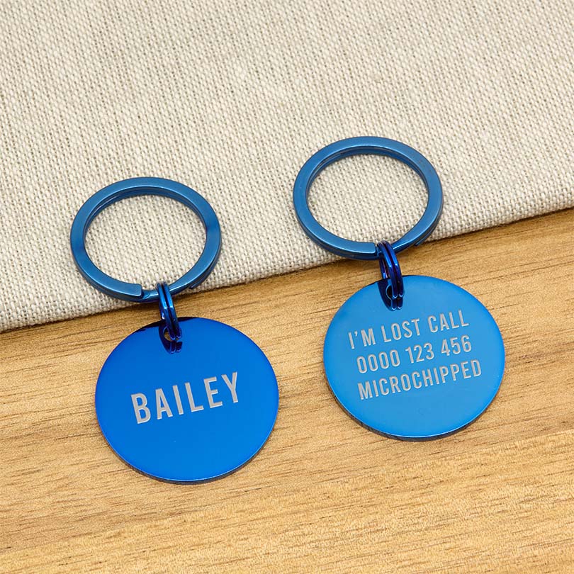 Engraved Stainless Steel Dog Name Tag - Round - About Pets
