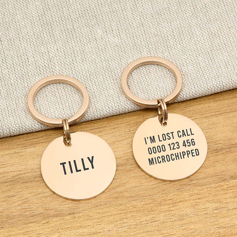 Engraved Stainless Steel Dog Name Tag - Round - About Pets