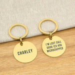 Engraved Stainless Steel Dog Name Tag - Round - About Pets