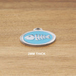 Engraved Zinc Alloy Cat Name ID Tag - Colour Fishbone Blue Fishbone - About Pets