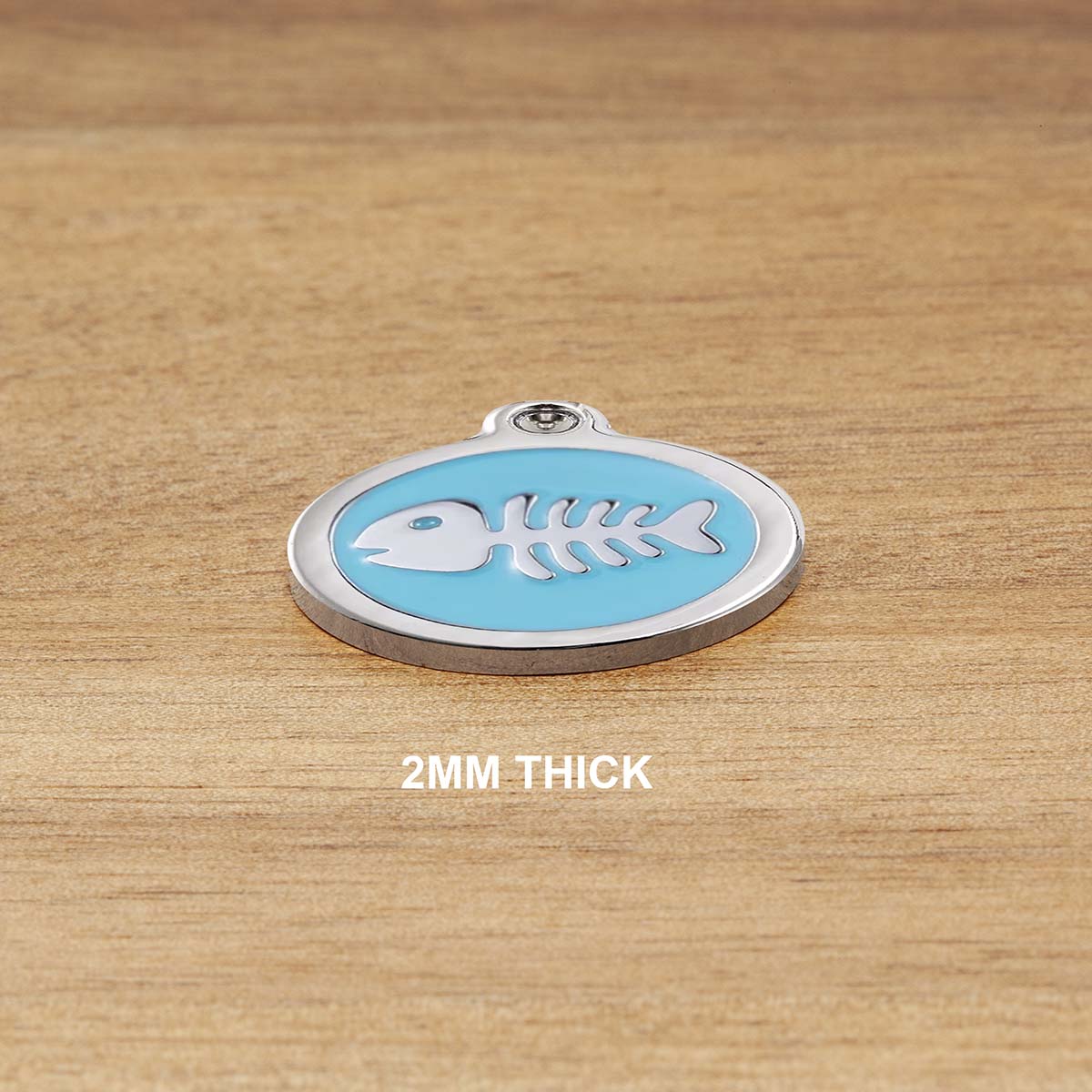 Engraved Zinc Alloy Cat Name ID Tag - Colour Fishbone Blue Fishbone - About Pets