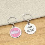 Engraved Zinc Alloy Cat Name ID Tag - Pink Colour Fishbone - About Pets