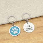 Engraved Zinc Alloy Cat Name ID Tag - Blue Colour Paw - About Pets