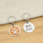 Engraved Zinc Alloy Cat Name ID Tag - Orange Colour Paw - About Pets
