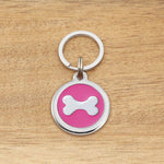 Engraved Zinc Alloy Dog Name ID Tag -  Pink Bone - About Petss