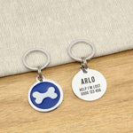 Engraved Zinc Alloy Dog Name ID Tag -  Blue Bone - About Pets