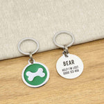 Engraved Zinc Alloy Dog Name ID Tag -  Green Bone - About Pets