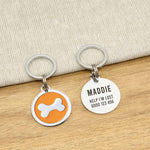 Engraved Zinc Alloy Dog Name ID Tag -  Orange Bone - About Pets